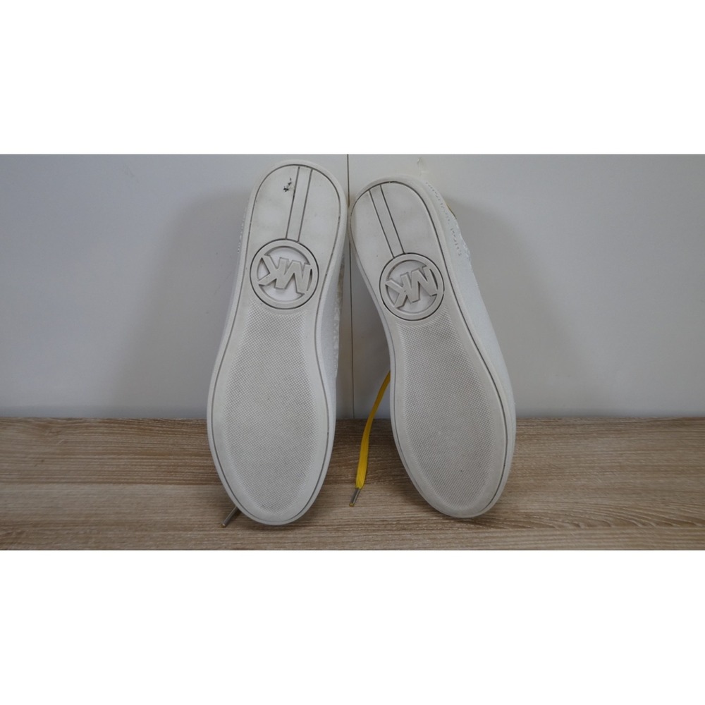 Michael Kors POPPY Monogram Lace-Up size 9M -White & Yellow - Picture 9 of 9
